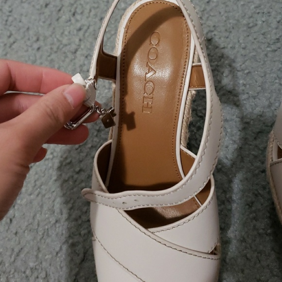 Coach wedges shoes high heel nude jean size 36.5 - Picture 2 of 6